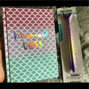 NWT Set Iridescent Mermaid Diary Book & Pen NEW